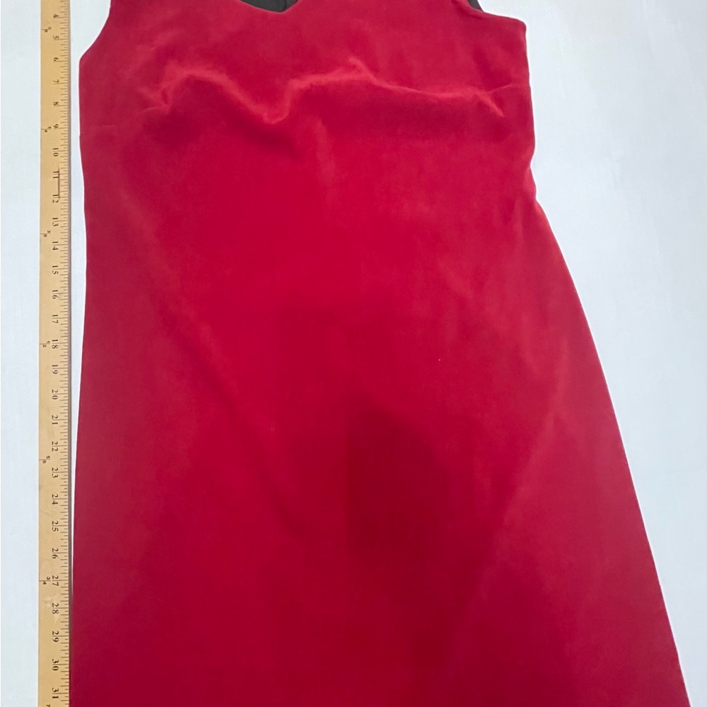 Vintage 90s Velvet Floral Sleeveless V-Neck Sheath Dress Red  Sz 12 Feminine - Picture 6 of 6
